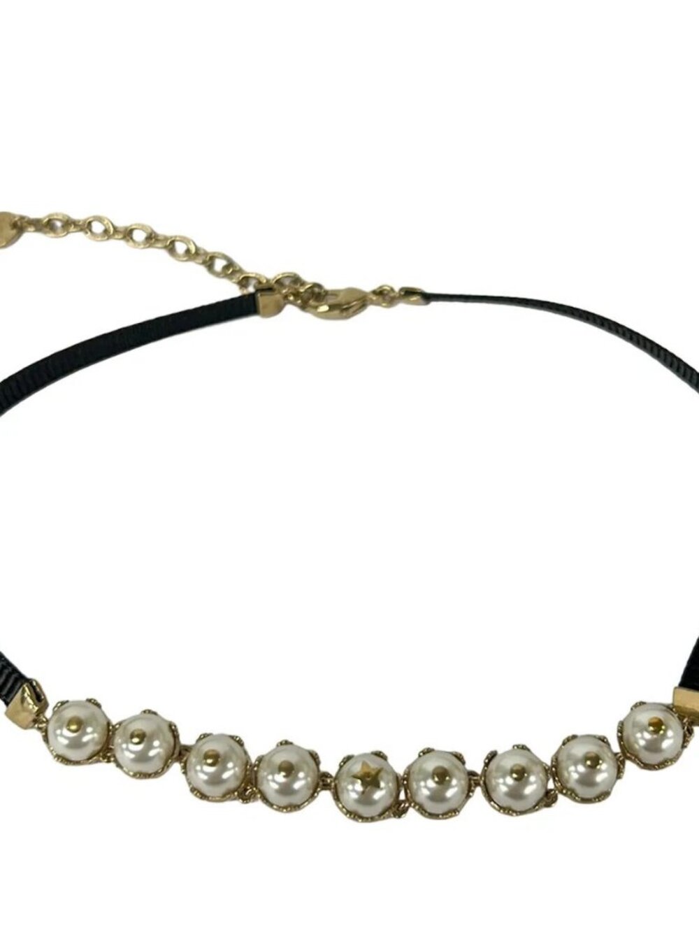 DIOR/ChristianDior D-RENAISSANCE Choker Black Gold Cream grosgrain ribbon - Picture 2 of 8